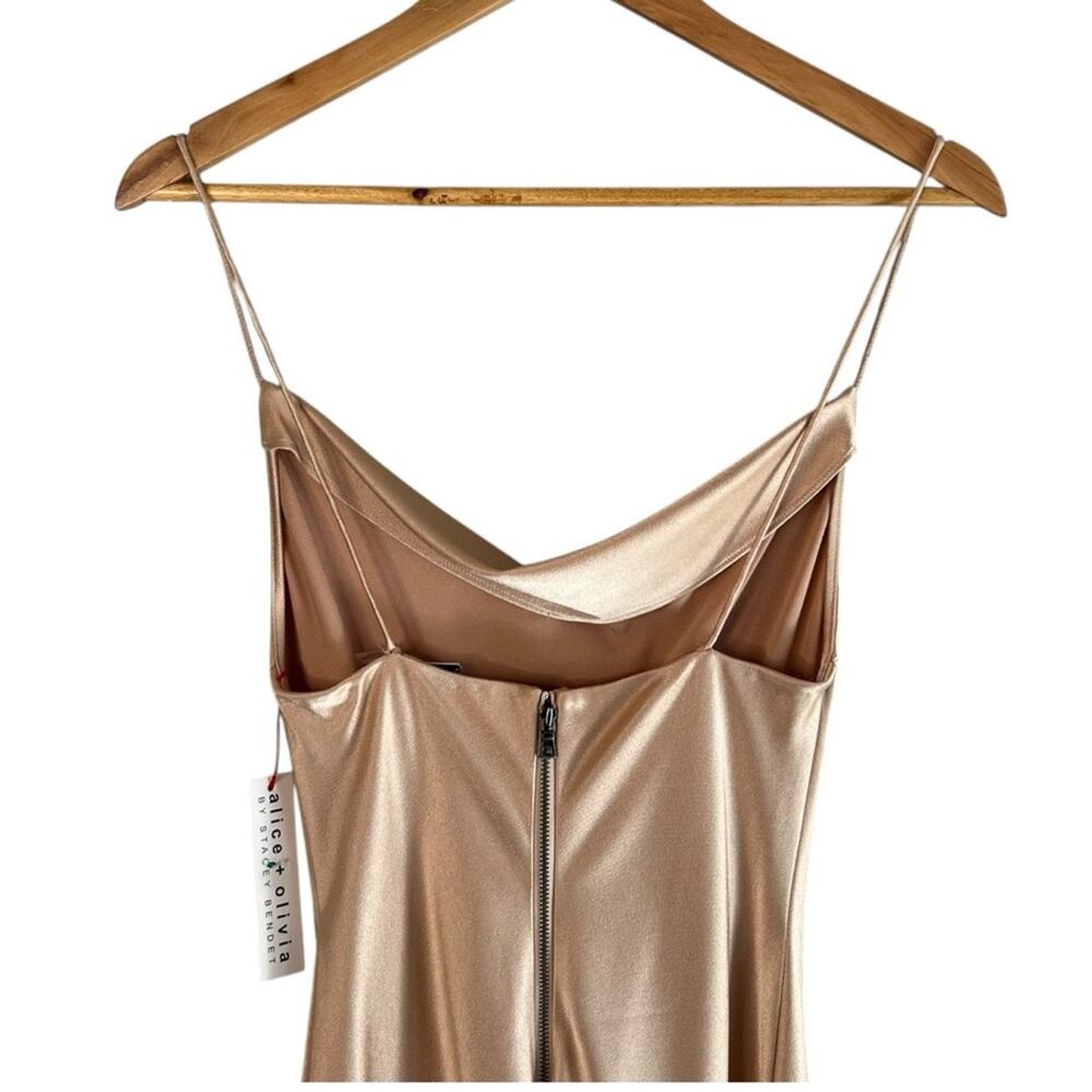 Alice + Olivia Harmony Drapey Slip Dress Size 4 in the color almond NWT - Picture 7 of 14